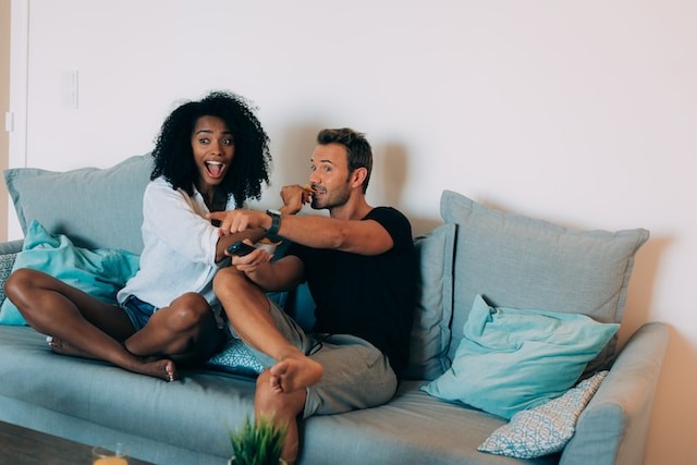 couple on the couch watching tv