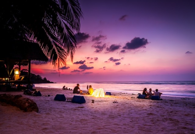 view on beach at the evening